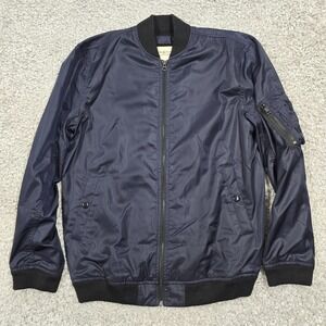 Denim &‎ Supply Mens Bomber Jacket Size M Navy Blue Utility Streetwear Techwear
